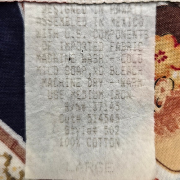 VTG Hilo Hattie The Hawaiian Original Shirt Postcard Print Blue Men Large - Picture 5 of 7